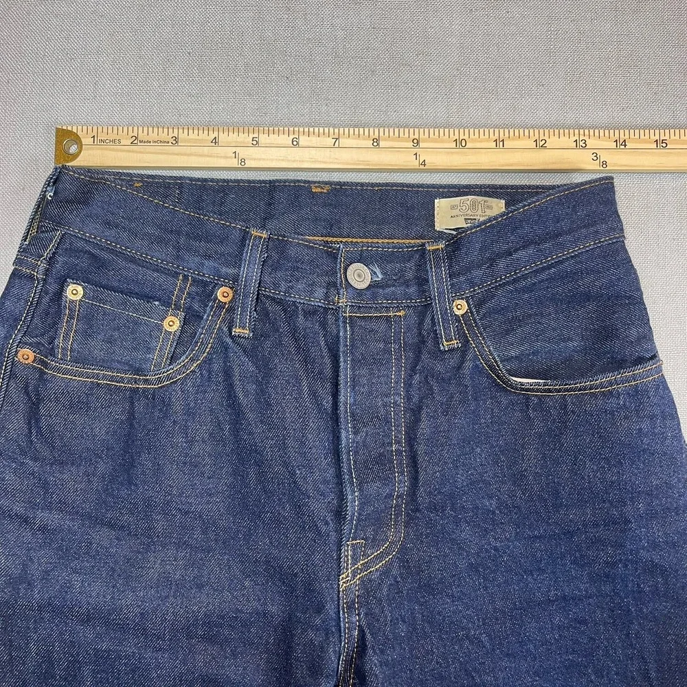 Levis 501 Jeans Men 26x30 Raw Indigo Selvedge Denim 150th Anniversary Button Fly